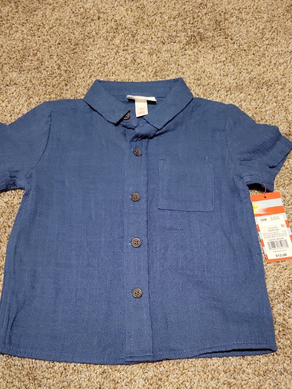 Cat & Jack Navy Short-Sleeve Button-Down Shirt for Kids